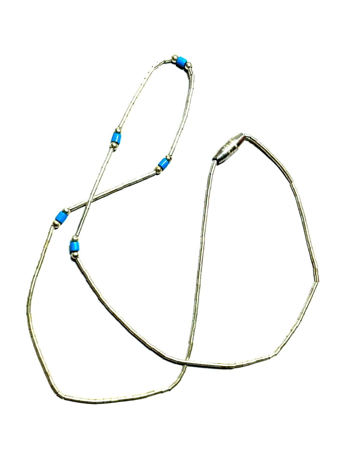 Vintage Zuni indianerschmuck Kette Collier 925 Sterling + Türkis unisex L 41 cm0