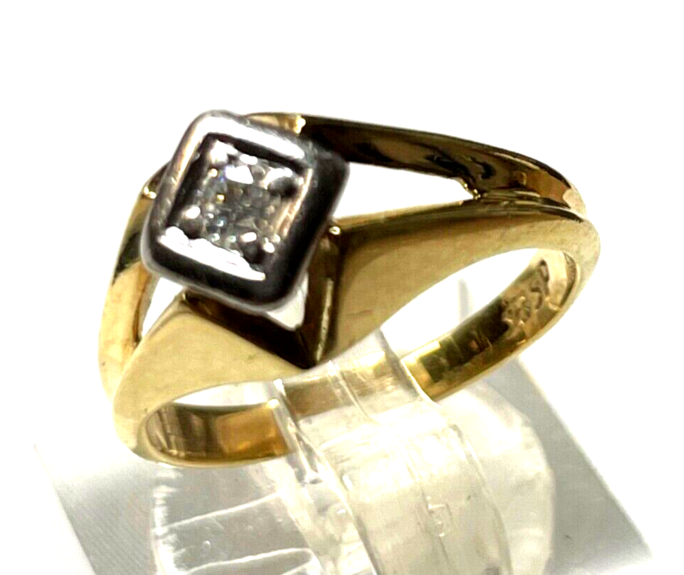 Solider 585 Gold 14 K Ring Solitär Brillant 0,10 ct Ø 16 mm RG 51 Juwelier gepfl2