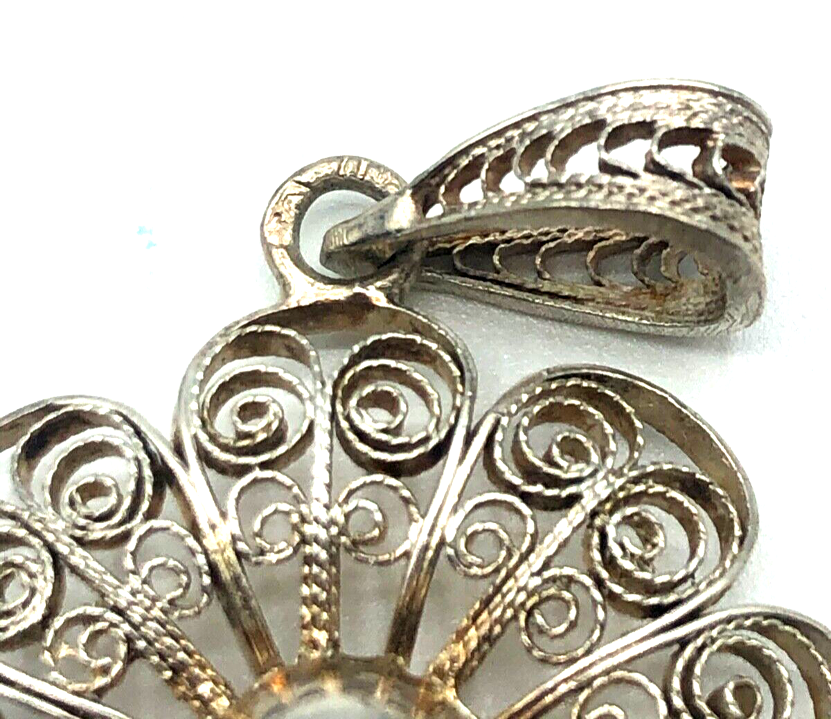 Vintage Filigran Anhänger 800 Silber Blüte Filigransilber Handarbeit Ø 22 mm5