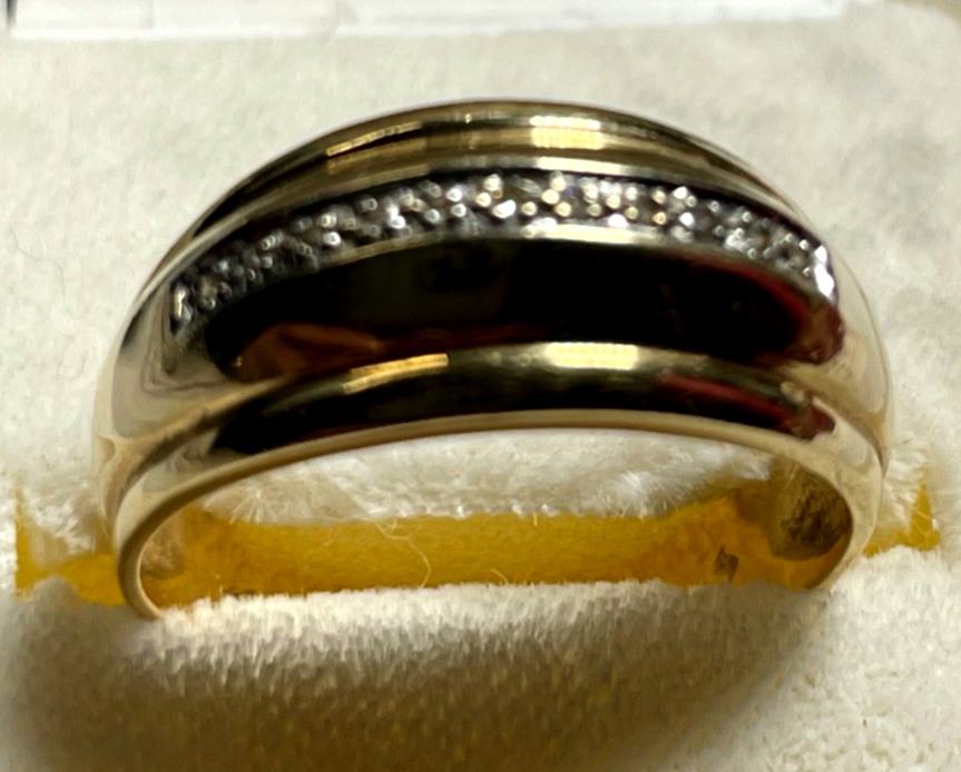 585 Gold 14 K Ring Bandring + 11 Diamanten Bandring RG 63 Ø 20 mm sehr gepfl7