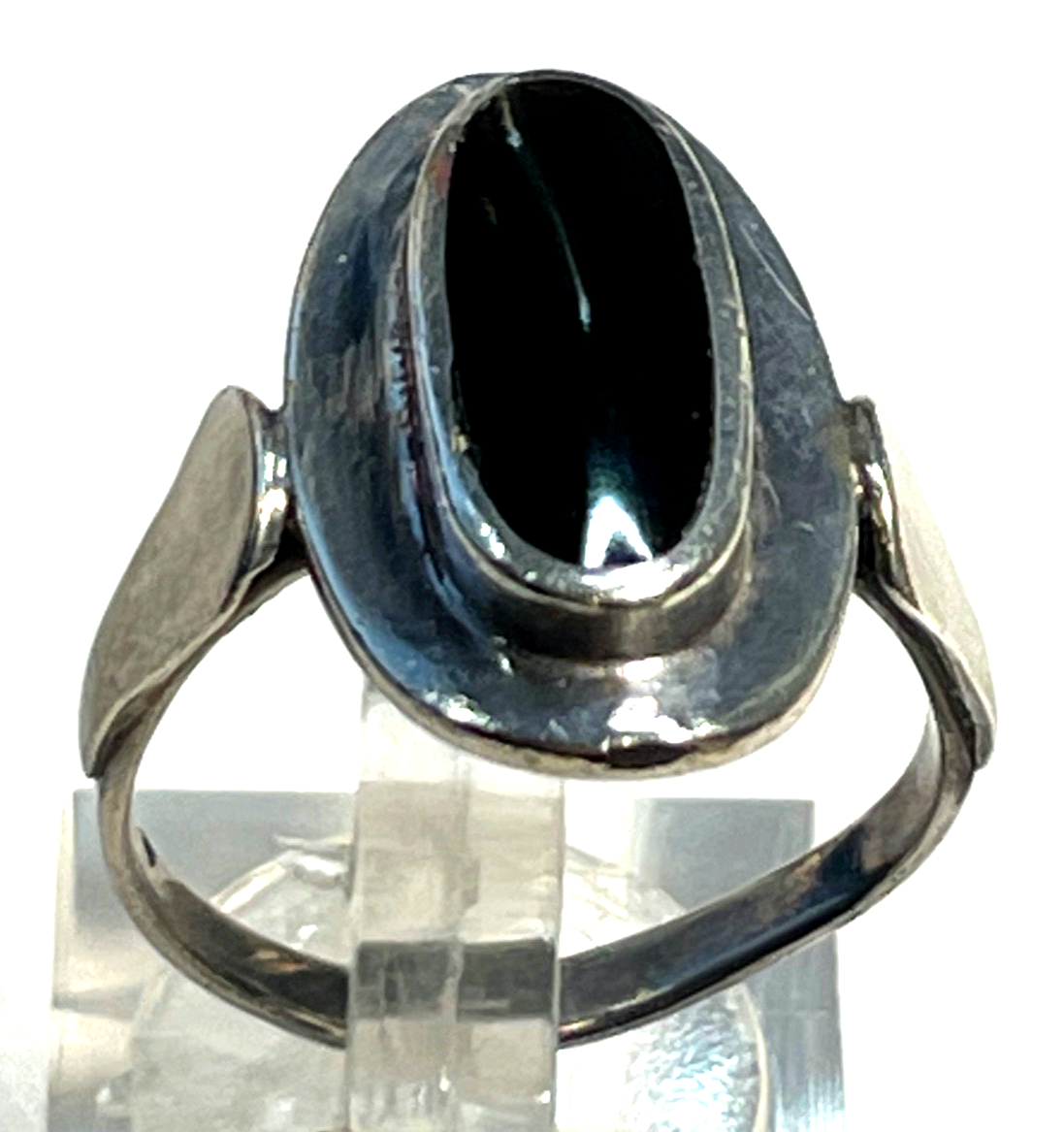 Solider 925 Silber Ring Onyx Cabochon vintage Handarbeit RG 57 Ø 18,1 mm Ethno2