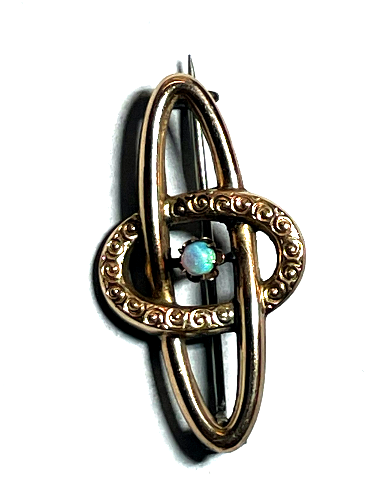 Antik Golddouble Rotgold farb. Brosche Anstecknadel Opal um 1900 top gepflegt5