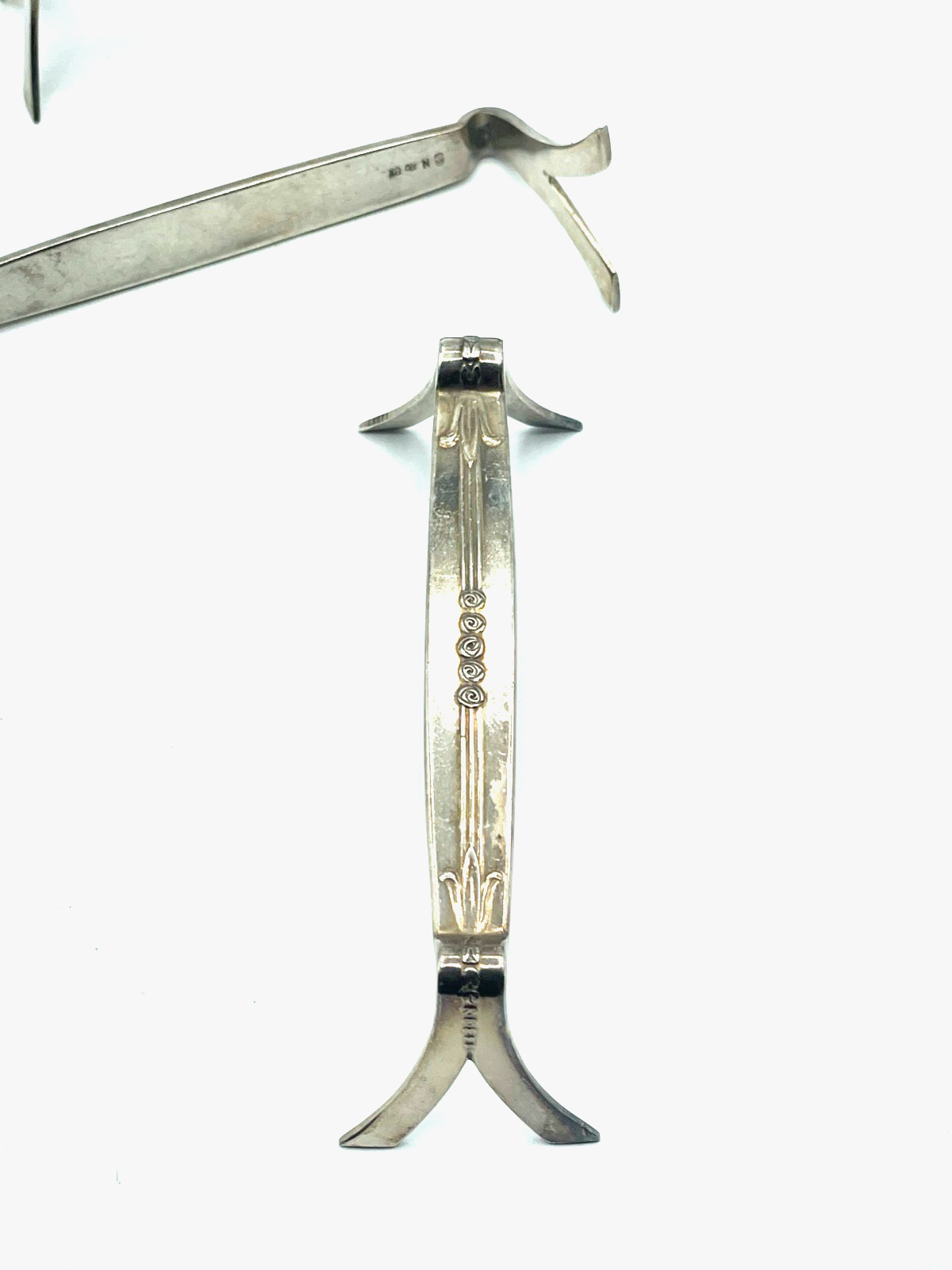 6 Stück versilberte WMF Messerbänkchen Jugendstil Straussenmarke Rosen Muster5