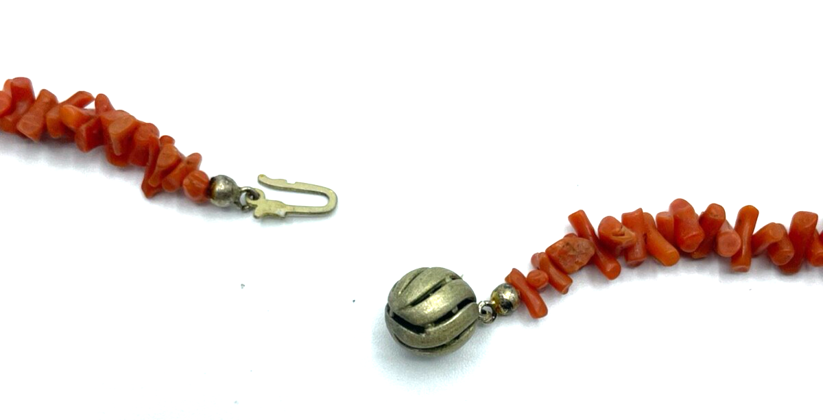 Vintage Korallenkette Stäbchen Koralle Collier Verlauf L 50 cm 12 mm Lachsfarbig4