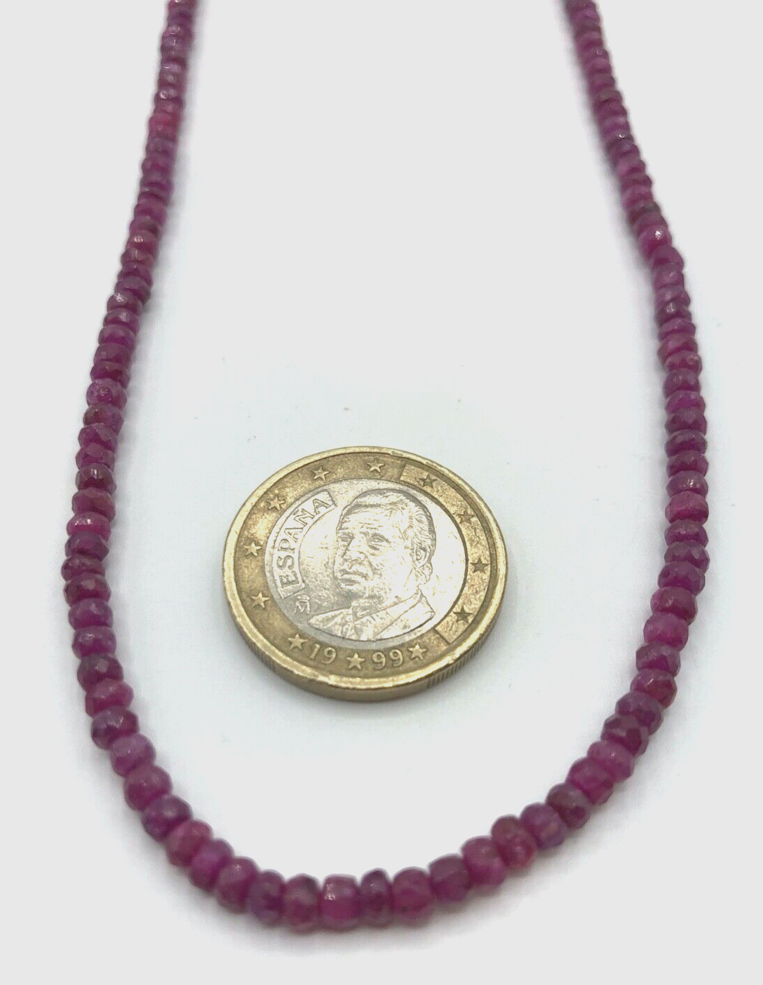 60 cm lange natürliche Rubin Kette facettierte Rondelle mit 925 Silber 3,5 mm2