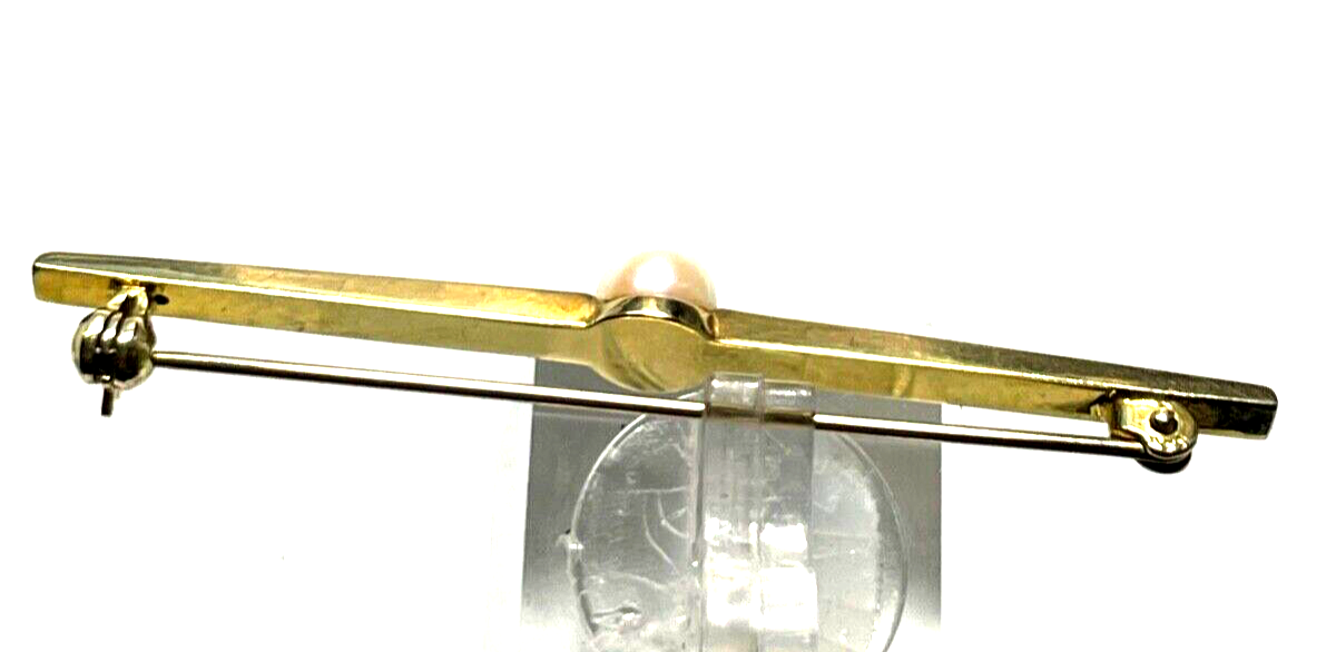 333 Gold 8K Gelbgold klassische Stabbrosche Anstecknadel mit echter Perle 17