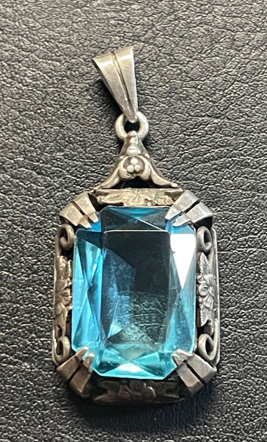 Antik 835 Silber Anhänger Schweizer Blau Farbstein Fassung Handarbeit 30erJ9