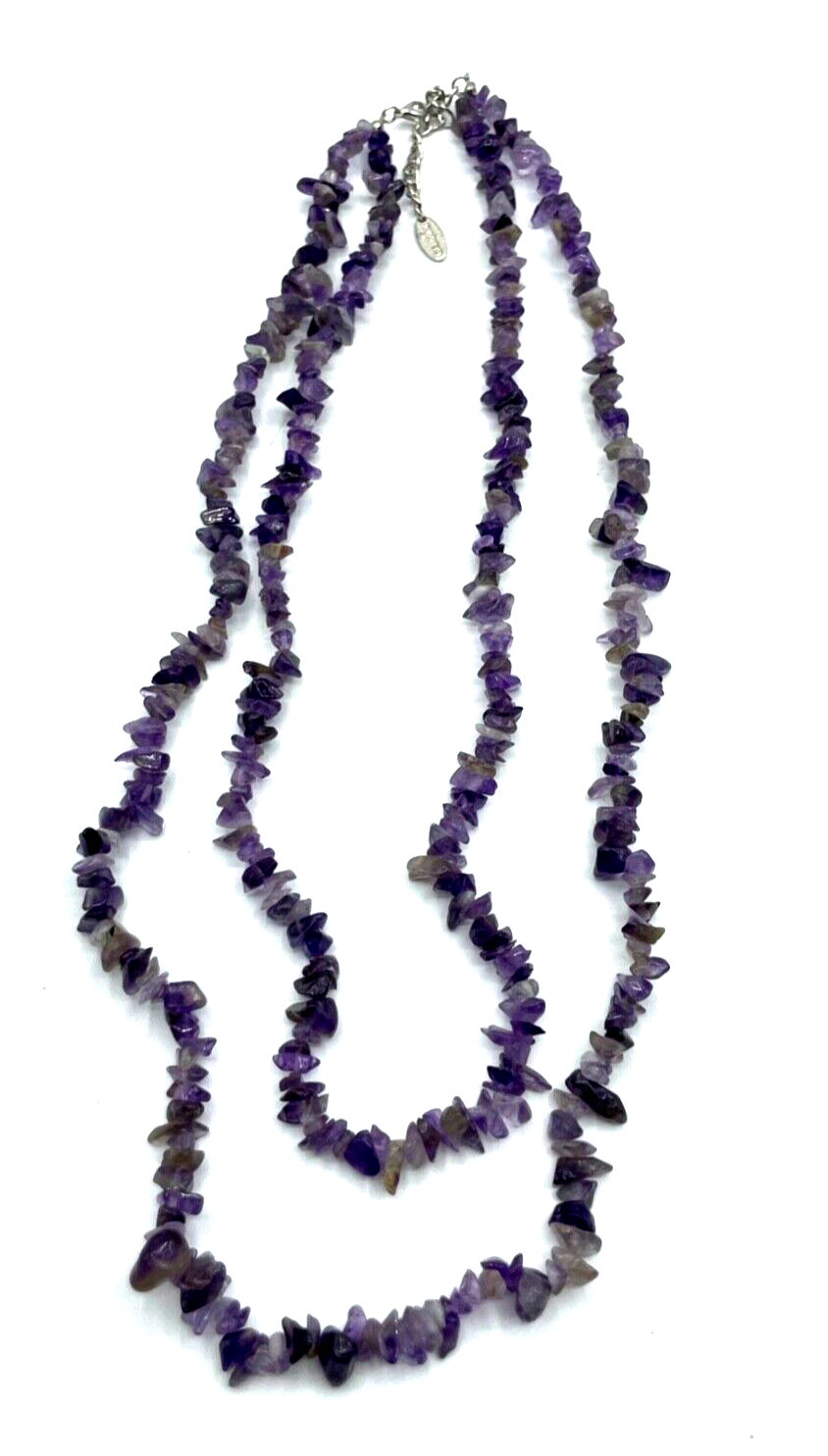 RODIER Mode Label natürliche Amethyst Kette Edelstein Splitterkette mehrreihig7