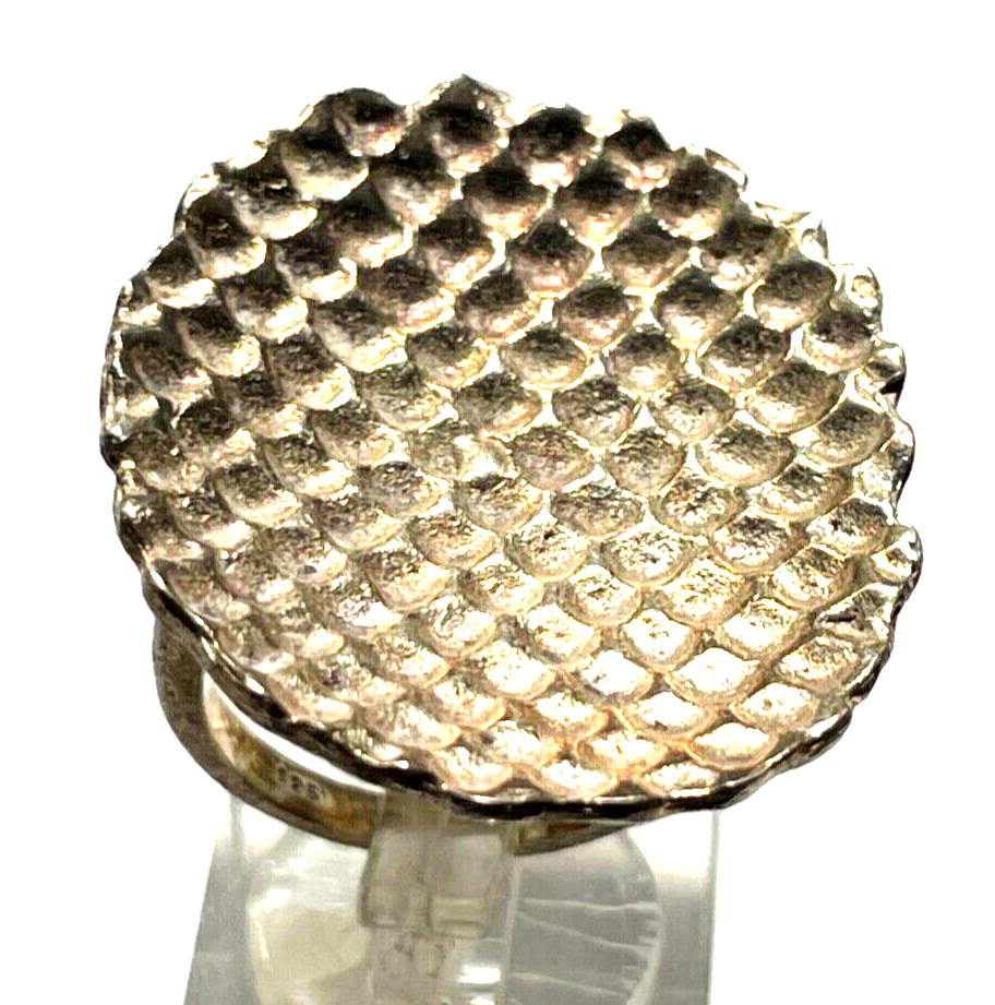 Solider stattlicher 925 Silber Ring Designer Schmuck Waffeloptik gebürstet RG 544