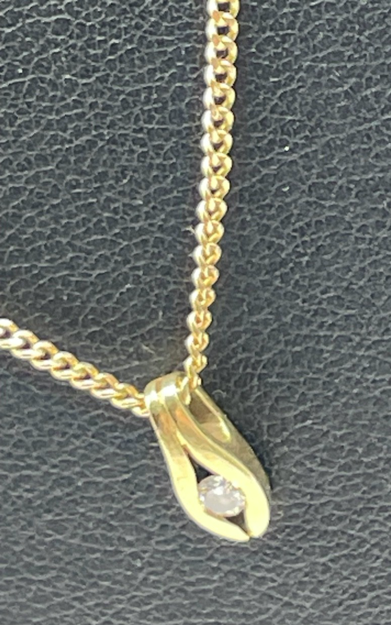 585 Gold 14 K Panzerkette + 0,1 ct Brillant Anhänger solide Juwelier Qualität3