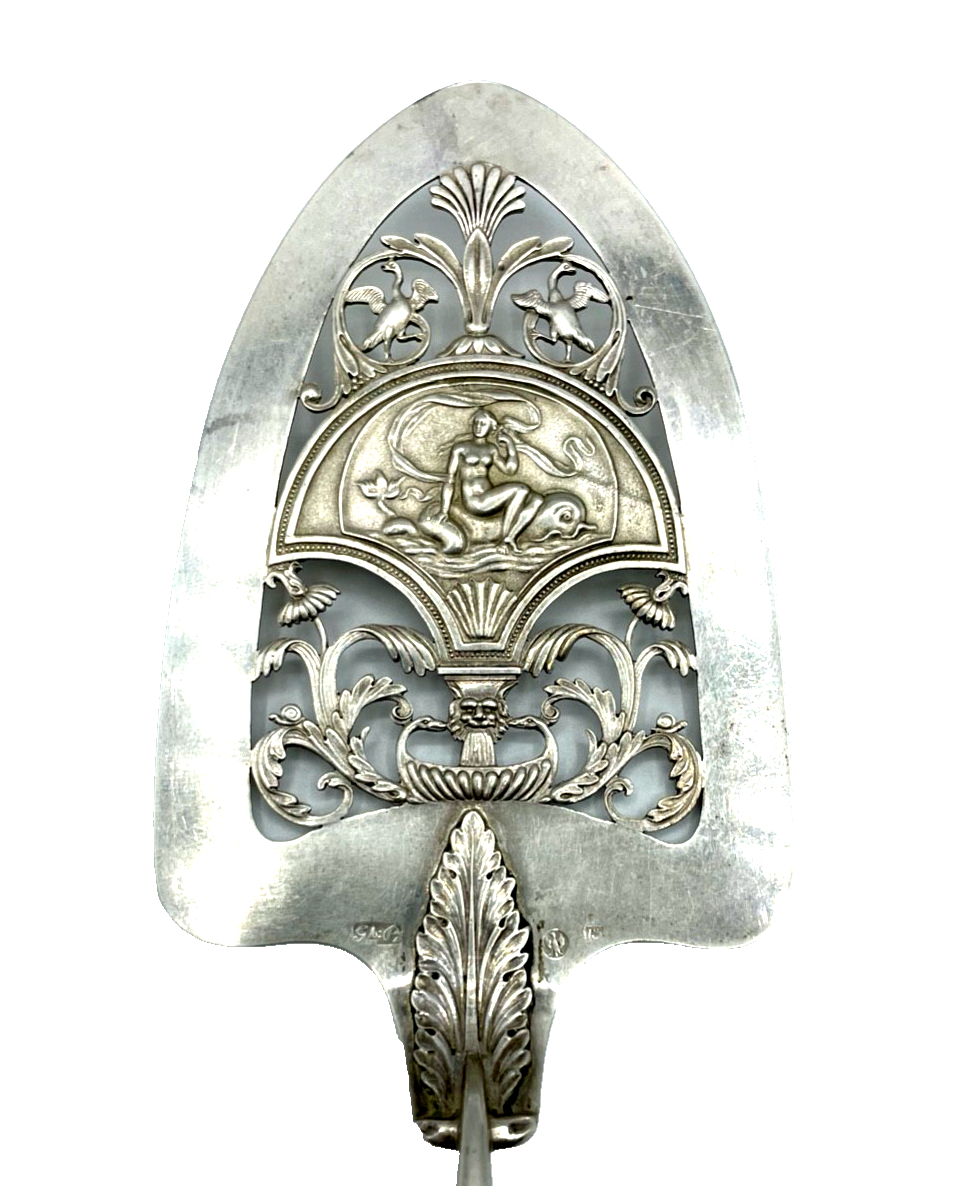 Antiker Fisch o Pastetenheber 13 Lot Silber Stadtmarke Heilbronn vor 1880 L 33cm0
