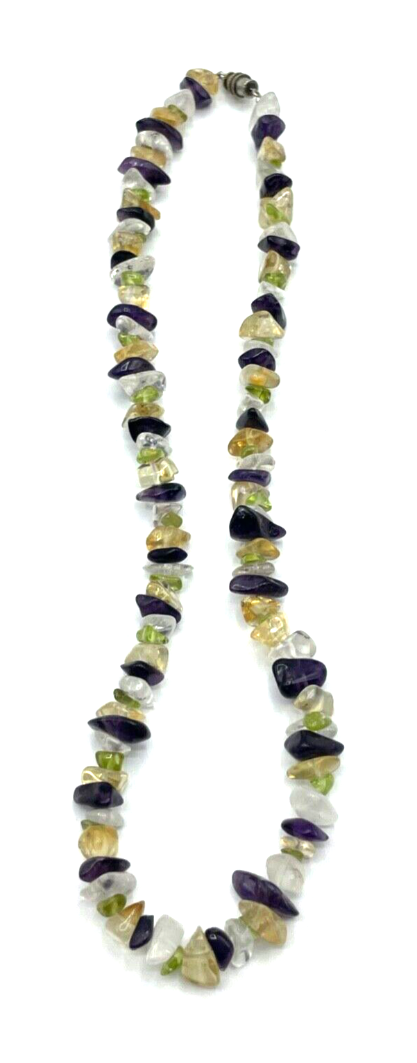 Aparte Edelstein Kette Collier Amethyst Citrin Peridot Bergkristall 42cm Silber4