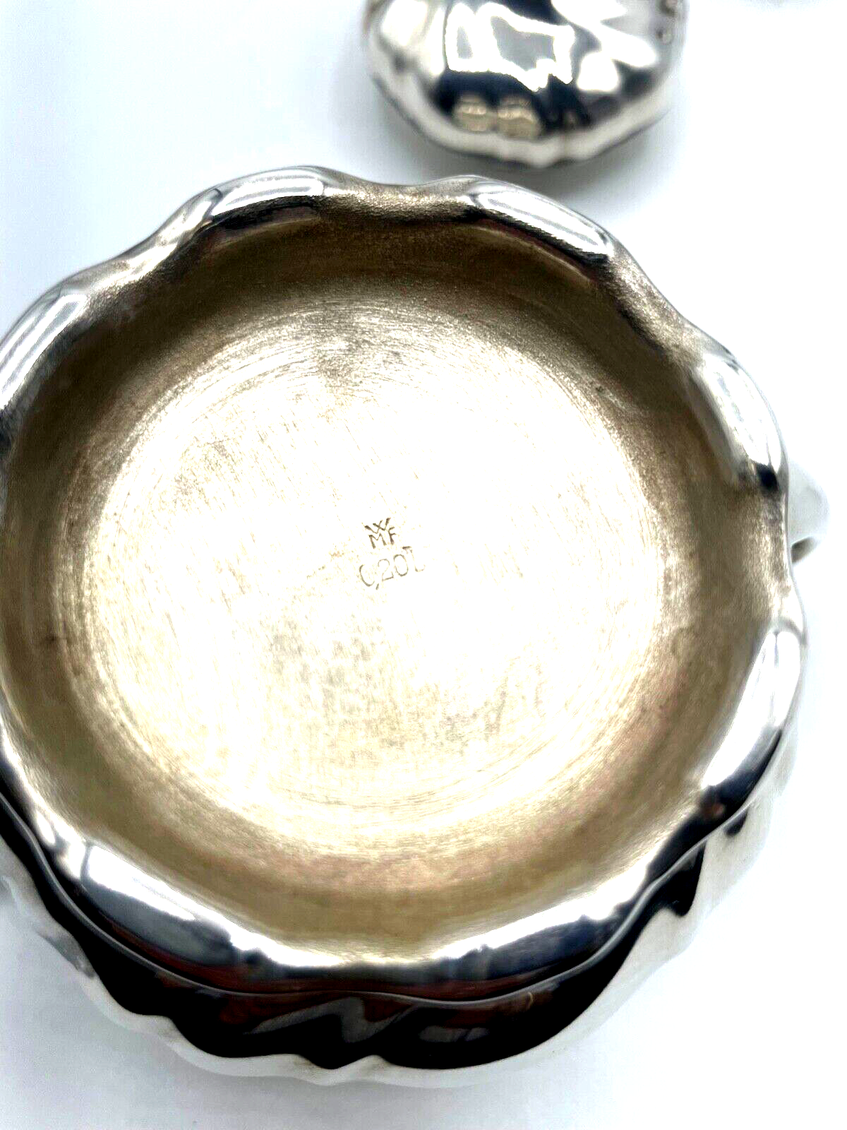 Vintage WMF Zuckerdose Milchkännchen Porzellan + dicke Silberauflage Barockform8