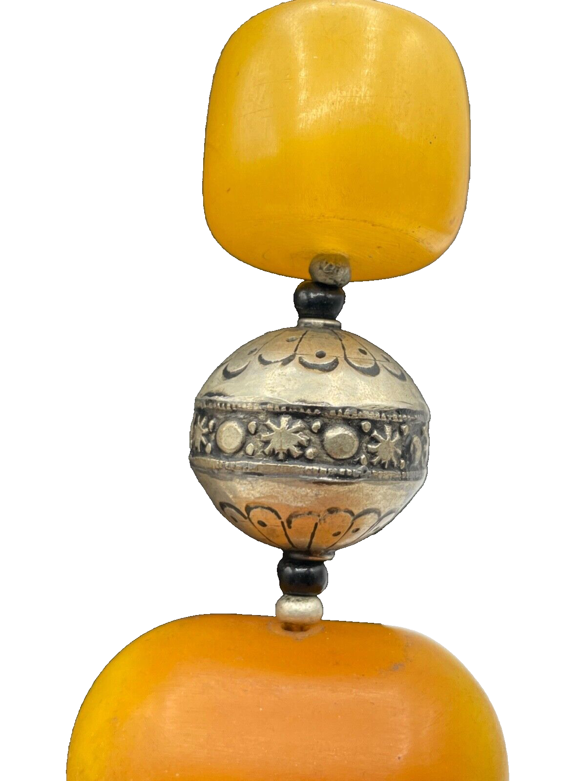Attraktive Mega vintage Ethno Style Halskette Amber Look handgefertigt Unikat 641
