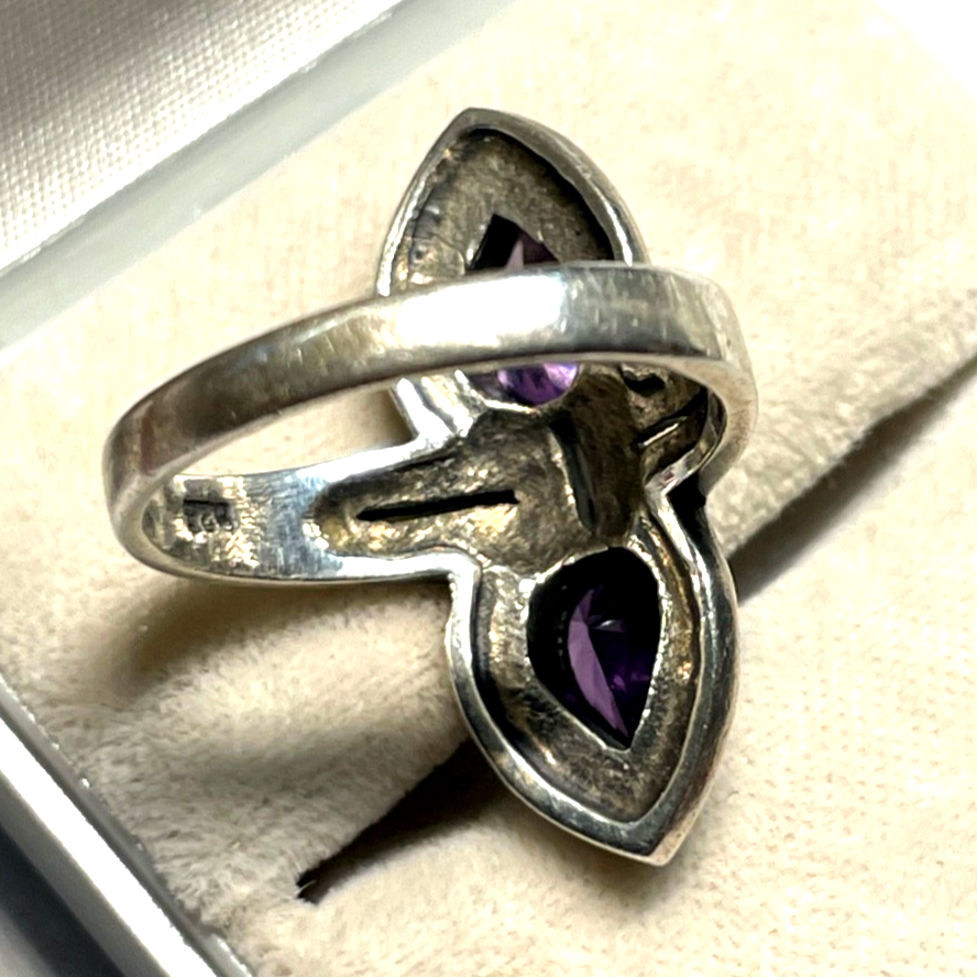 925 Silber Ring mit Amethyst + Markasit antikstil  RG 53 Ø 17mm7