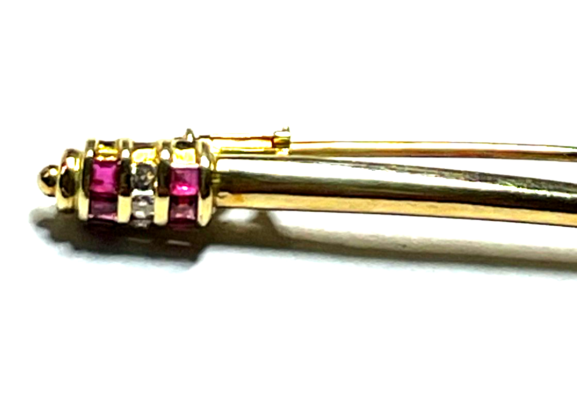 750 Gold 18 K Gold Brosche Anstecknadel Juwelier Qualität 6 Rubine 3 Brillanten8