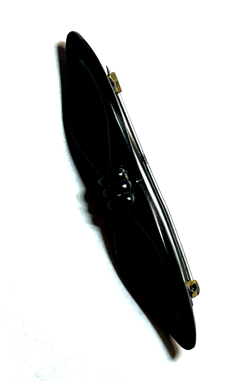 Antik Trauerschmuck Brosche schwarze Schleife um 1900 sehr gepflegt L 60 mm H 114
