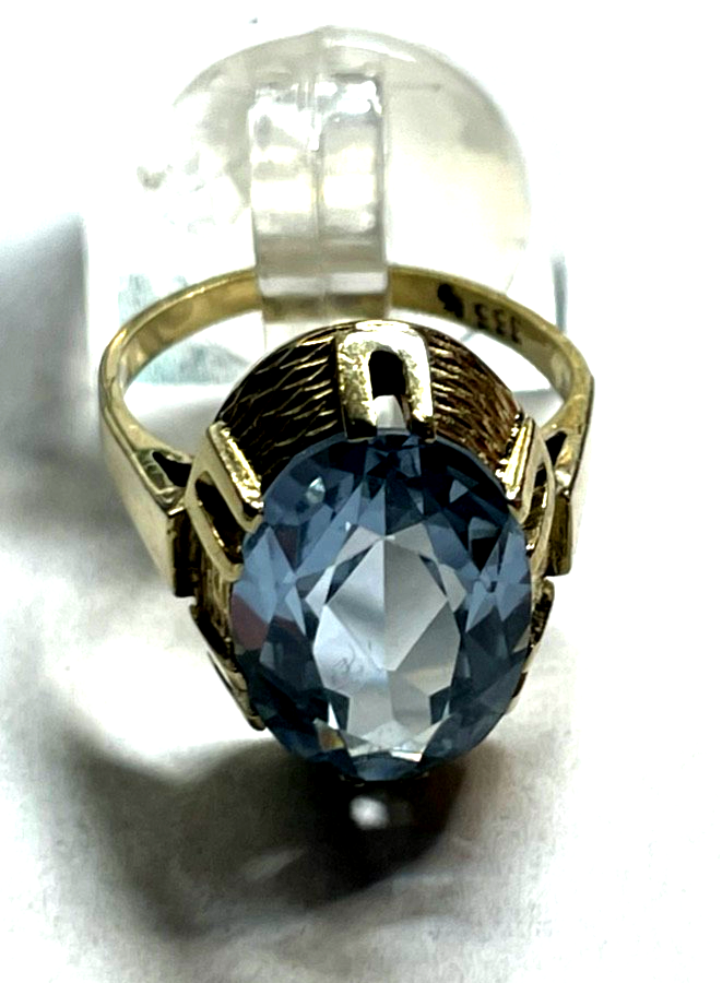 Vintage 333 Gold 8 K Blautopas Ring Ø 16,5 mm RG 52 Juwelier Qualität gepfl.7