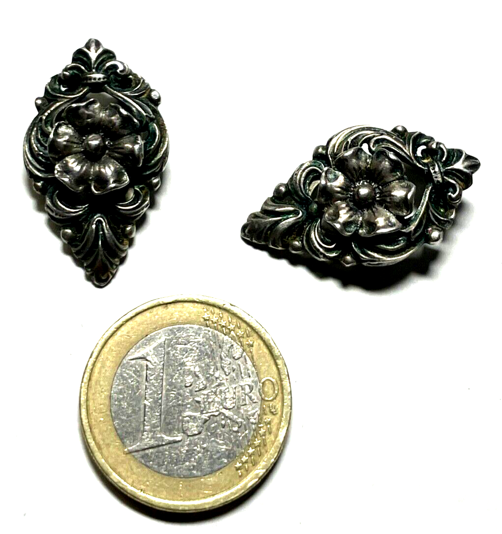 50er J Ohrclips 835 Silber Landhaus Dirndl Trachtenmode Handarbeit sehr apart1