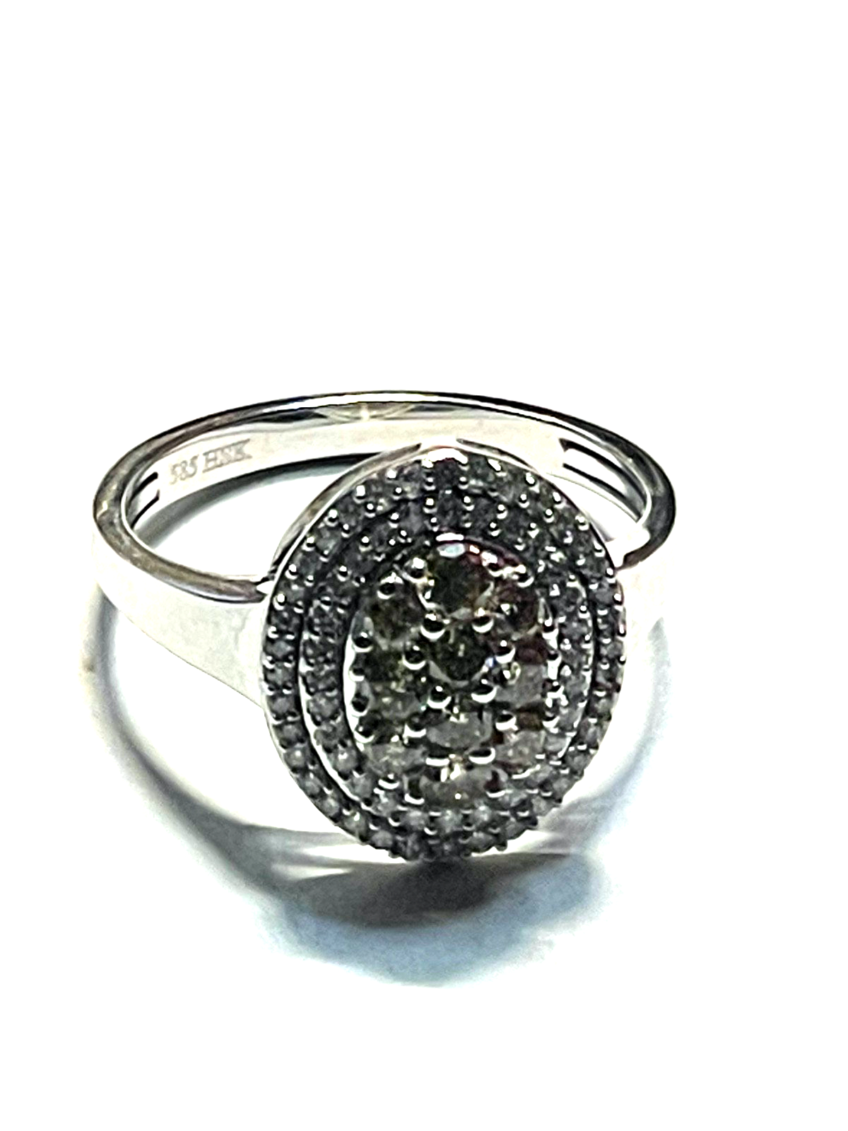 585 Gold 14 K Weißgold Entourage Ring Brillanten 2 farbig Ø 17,8 mm RG 56 gepfl.11