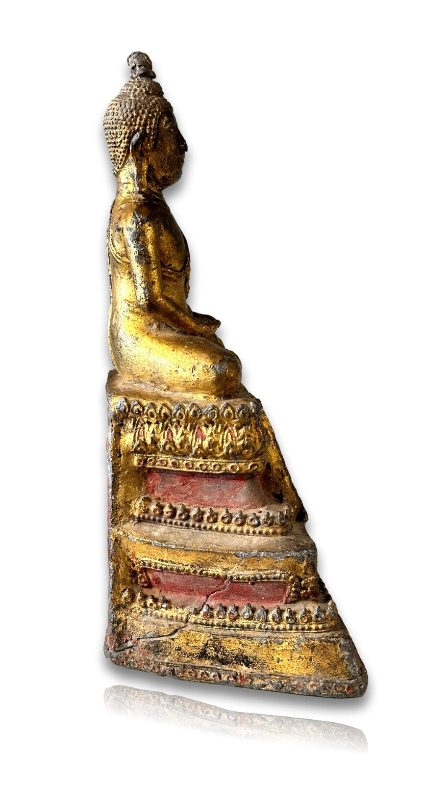 Feuervergoldeter  Bronze - Buddha - Dhyana Mudra - Thailand 19. Jahrhundert5