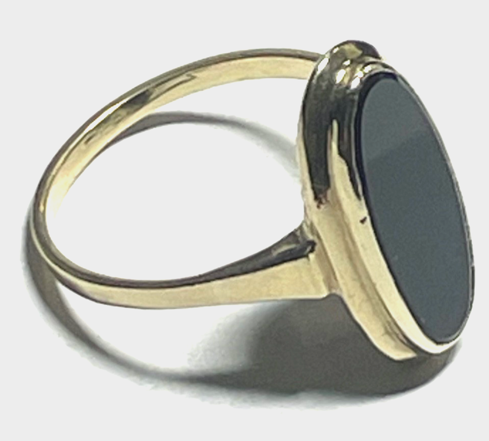 Antik 333 Gold Ring mit schwarzer Onyx Tafel um 1920 / 30 RG 53 Ø 17,8 mm gepfl.3