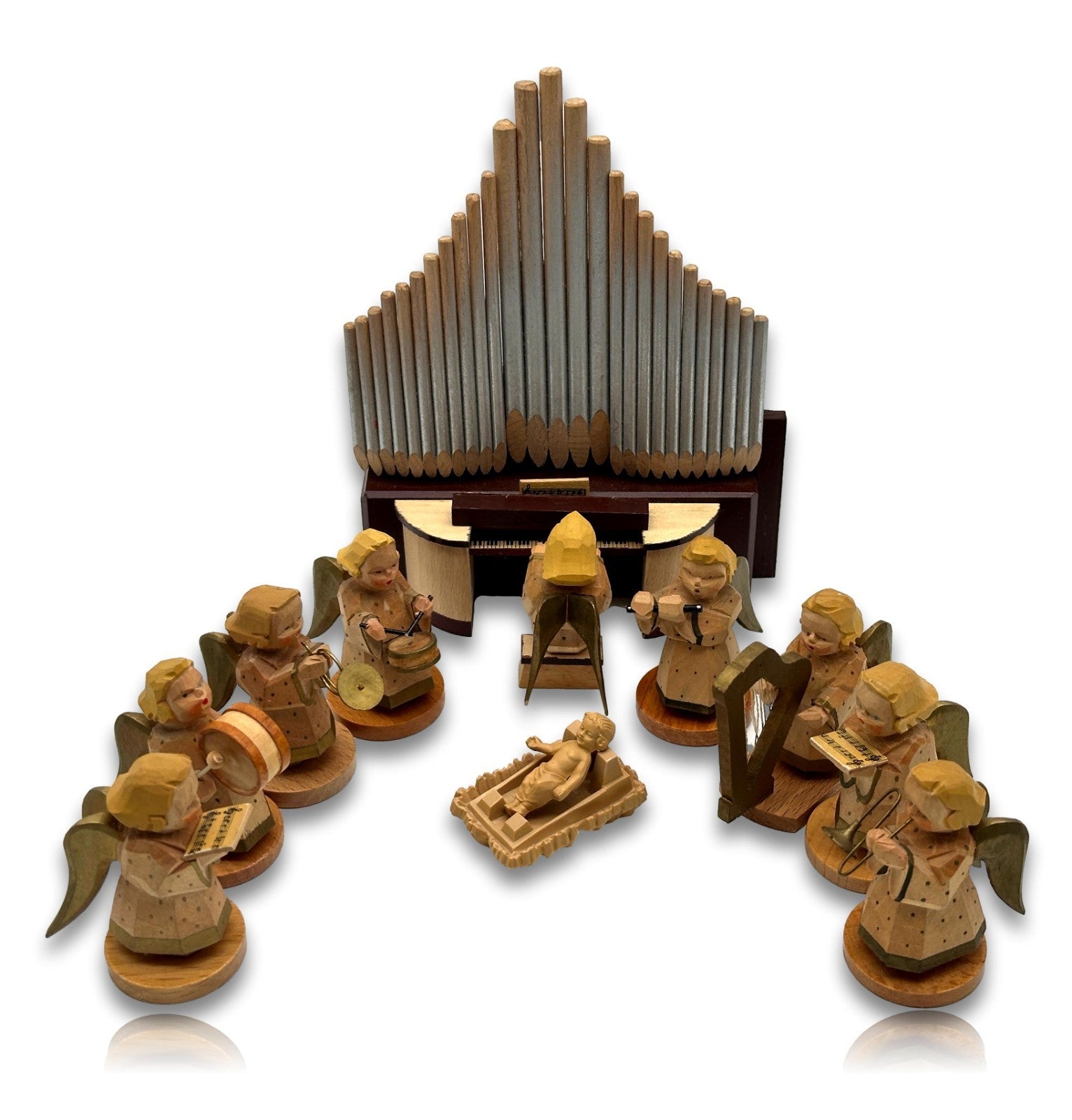 Schumann & Wagner Engel-Orchester Erzgebirge - 10 Figuren + Orgel - handbemalt0