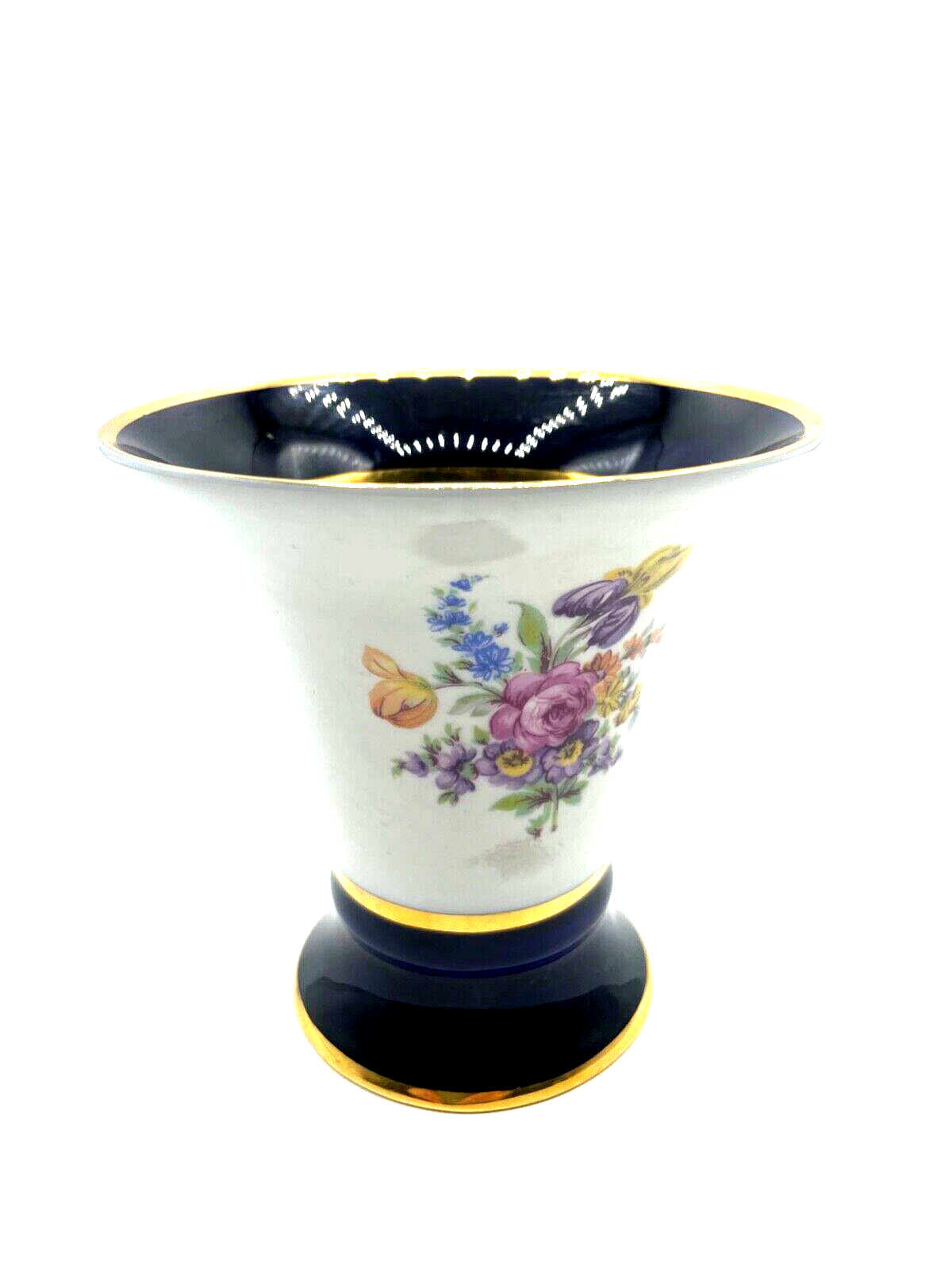 Dachbodenfund attraktive alte Royal Dux Porzellanvase Trichtervase Kobalt Blumen3