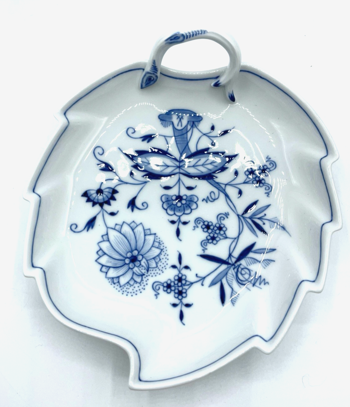 Vintage Meissen Porzellan Konfektschale Blatt im Zwiebelmuster 1A Zustand0