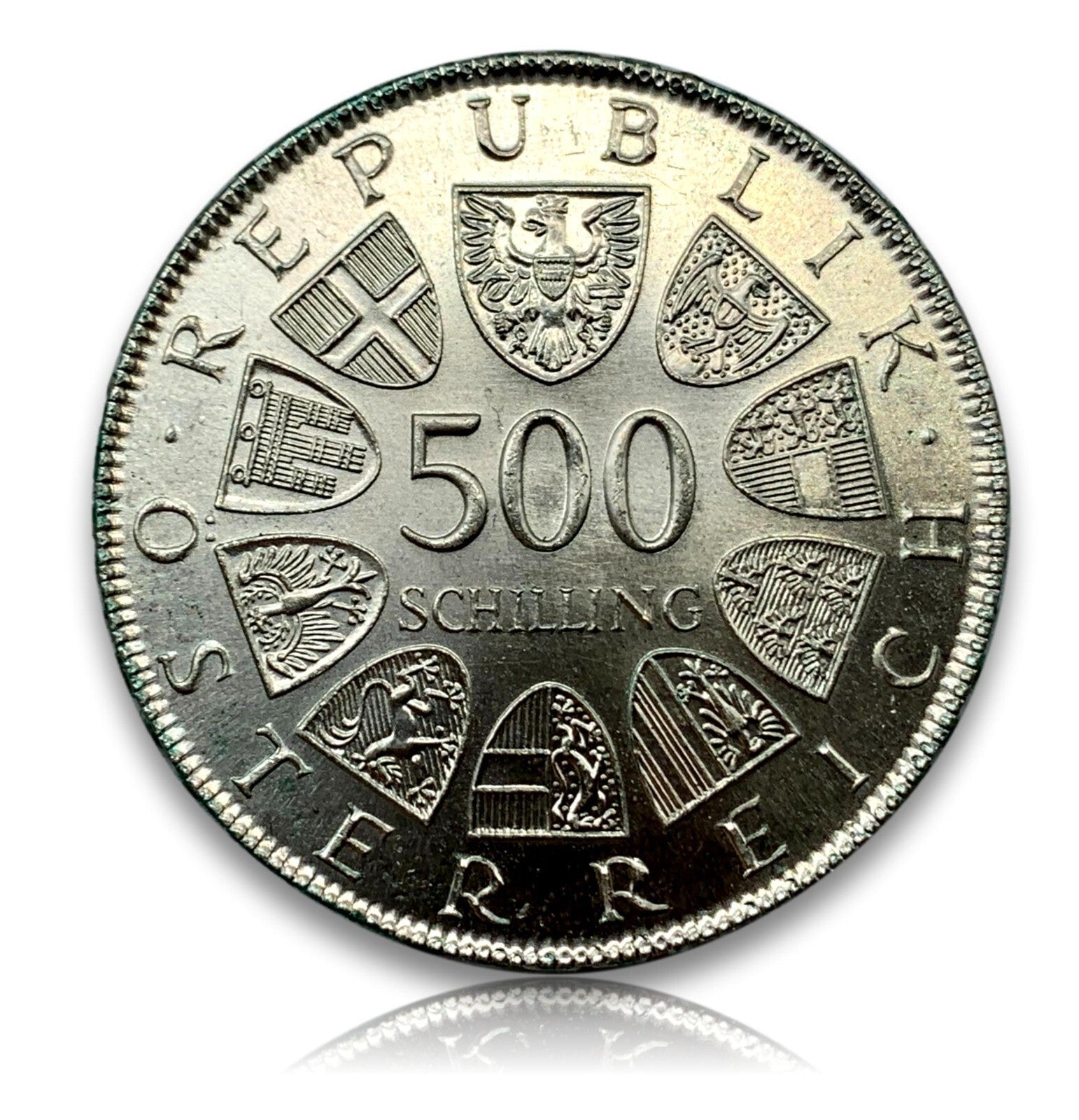500 Schilling Österreich - Silber Münze - 100 Jahre Österr. Rotes Kreuz - Stgl1