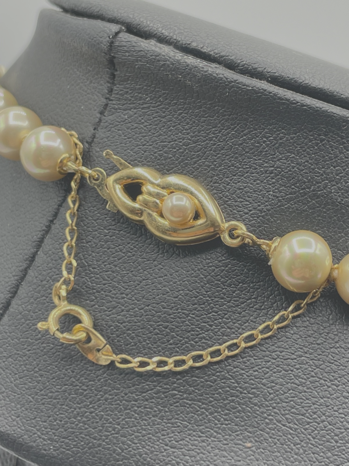 Mallorca Perlen Kette mit 925 Silber Schliesse vergoldet gepfl. L 50 cm Ø 7 mm3