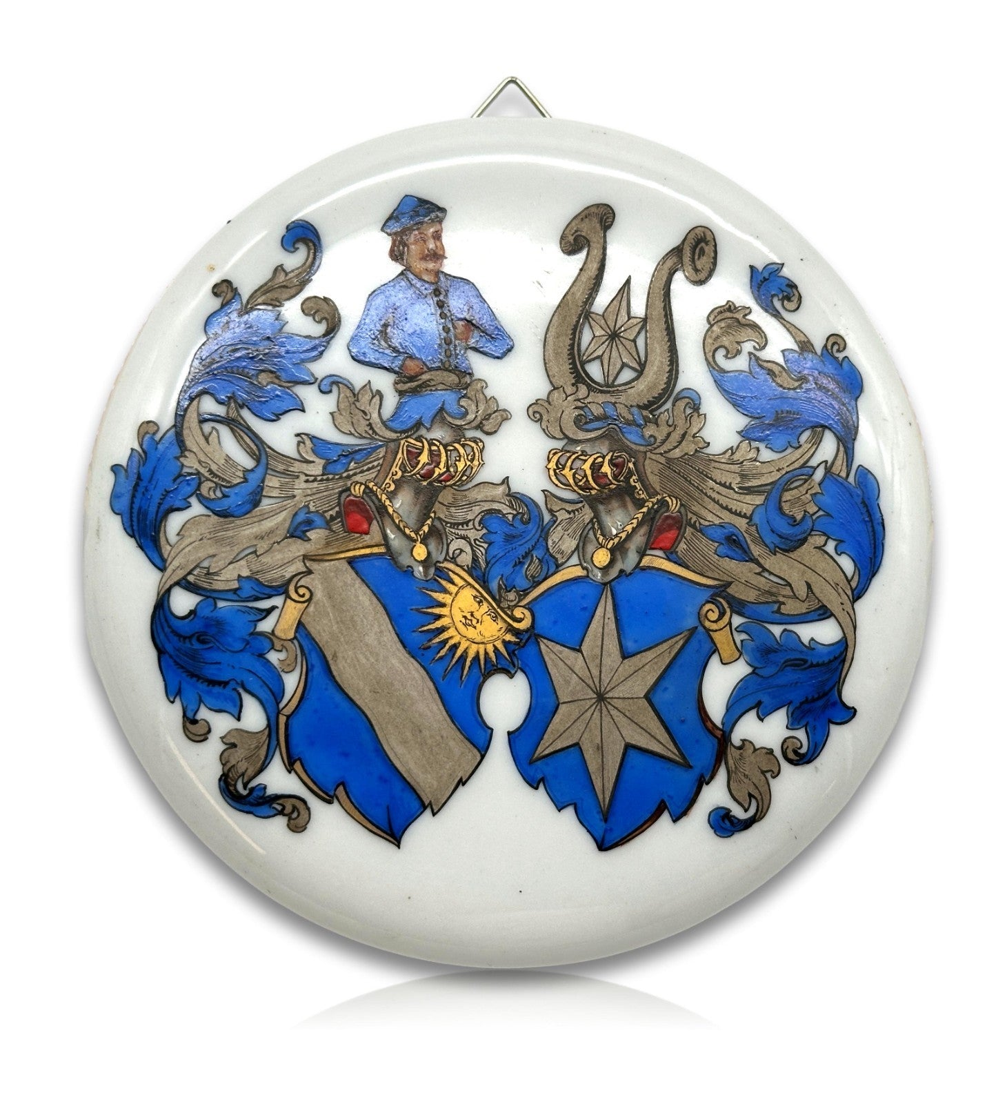 Studentika - Doppelwappen und Porträt - handbemalt um 1900 – Corps / Verbindung0