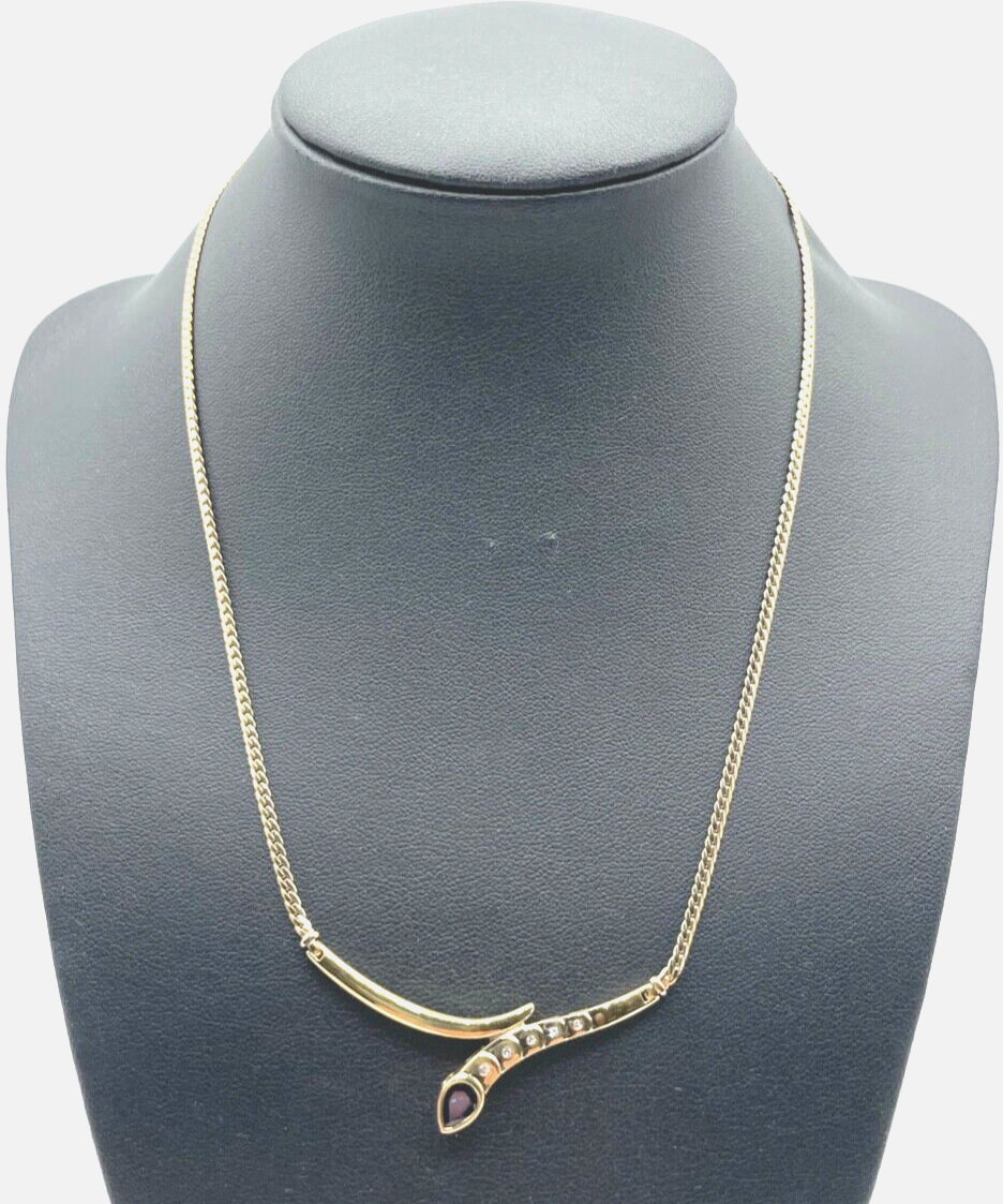 Solide 585 Gold 14 K Kette Collier Saphir und Brillanten L 43 cm 9,16Gr Juwelier0