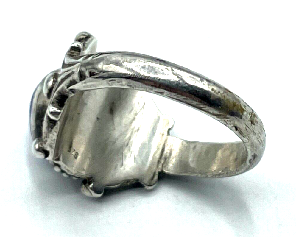Vintage Ethno solide 925 Silber Ring Lapislazuli Cabochon Silberring Ø18,5 RG 585