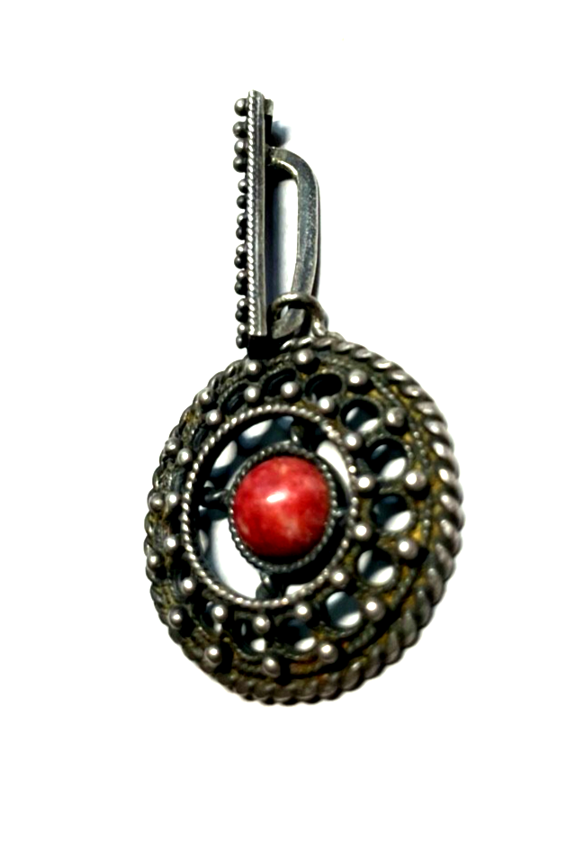 Antik Sterling Mikkelborg Norway Design Filigree Anhänger Rhodolit Handarbeit2