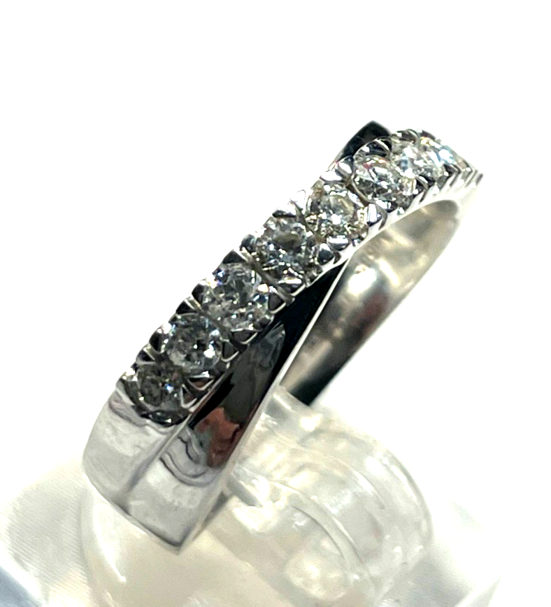 Solider Weißgold 585 Gold 14 K Ring 9 Brillanten 1,0ct. Ø 17,8 mm RG 56 Juwelier1