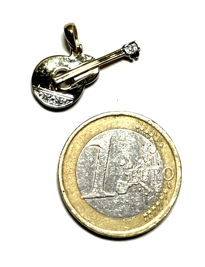 333 Gold 8 K  Anhänger Charm Gitarre oder Mandoline 2 kl. Diamanten Juwelier2