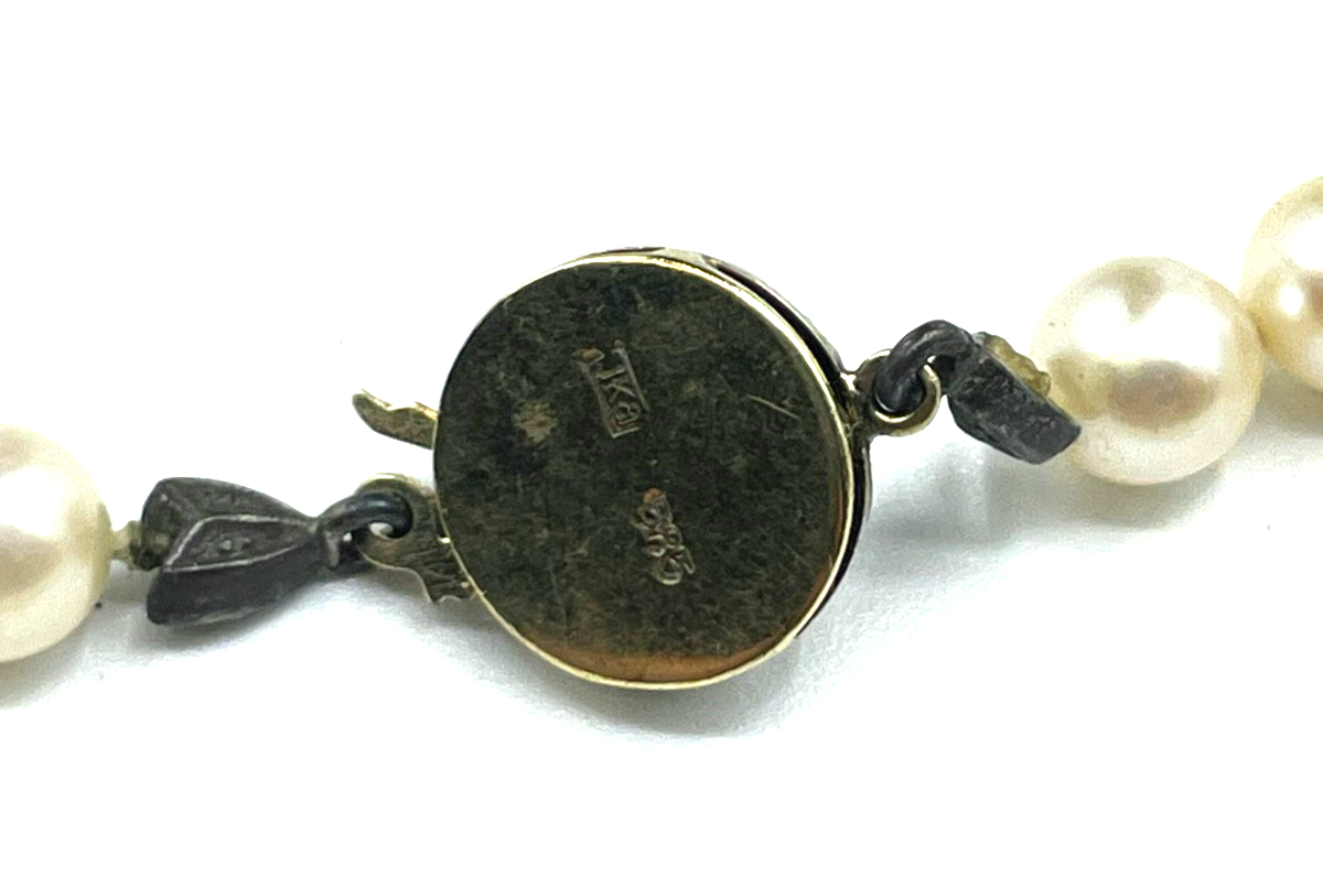 585 Gold 14 K JKa Goldschliesse bicolor an 43 cm Akoya Perlenkette Perlencollier2