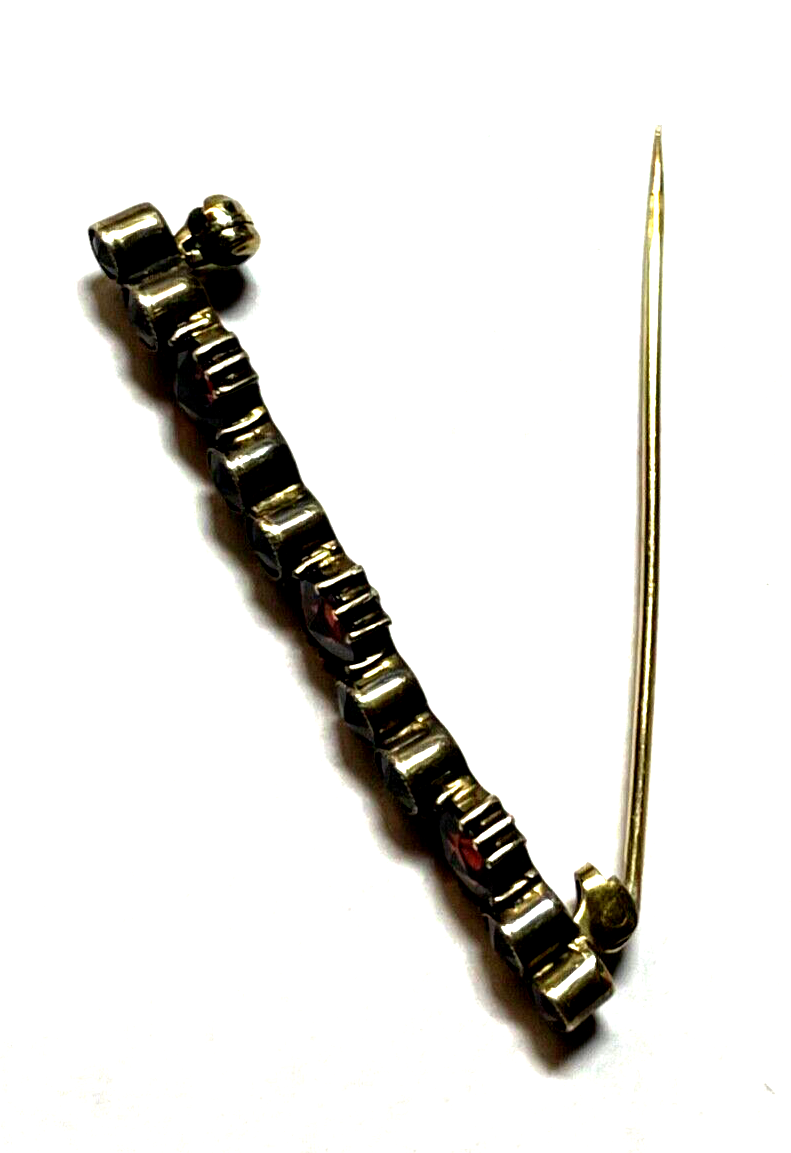 Wunderschöne antik Stabbrosche Granat Anstecknadel Golddouble L 42 mm elegant8