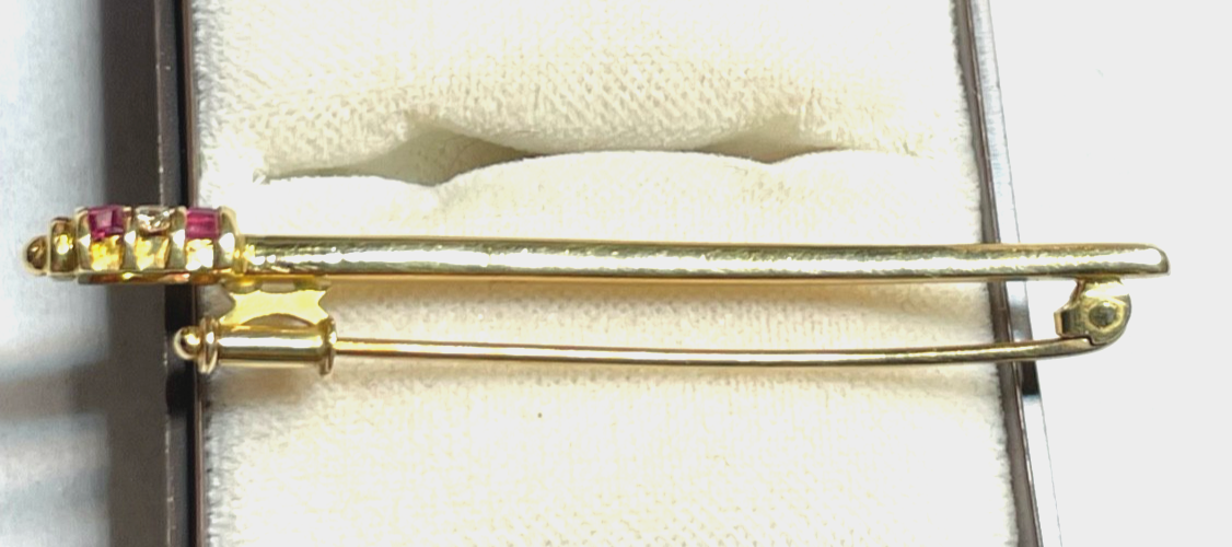 750 Gold 18 K Gold Brosche Anstecknadel Juwelier Qualität 6 Rubine 3 Brillanten2