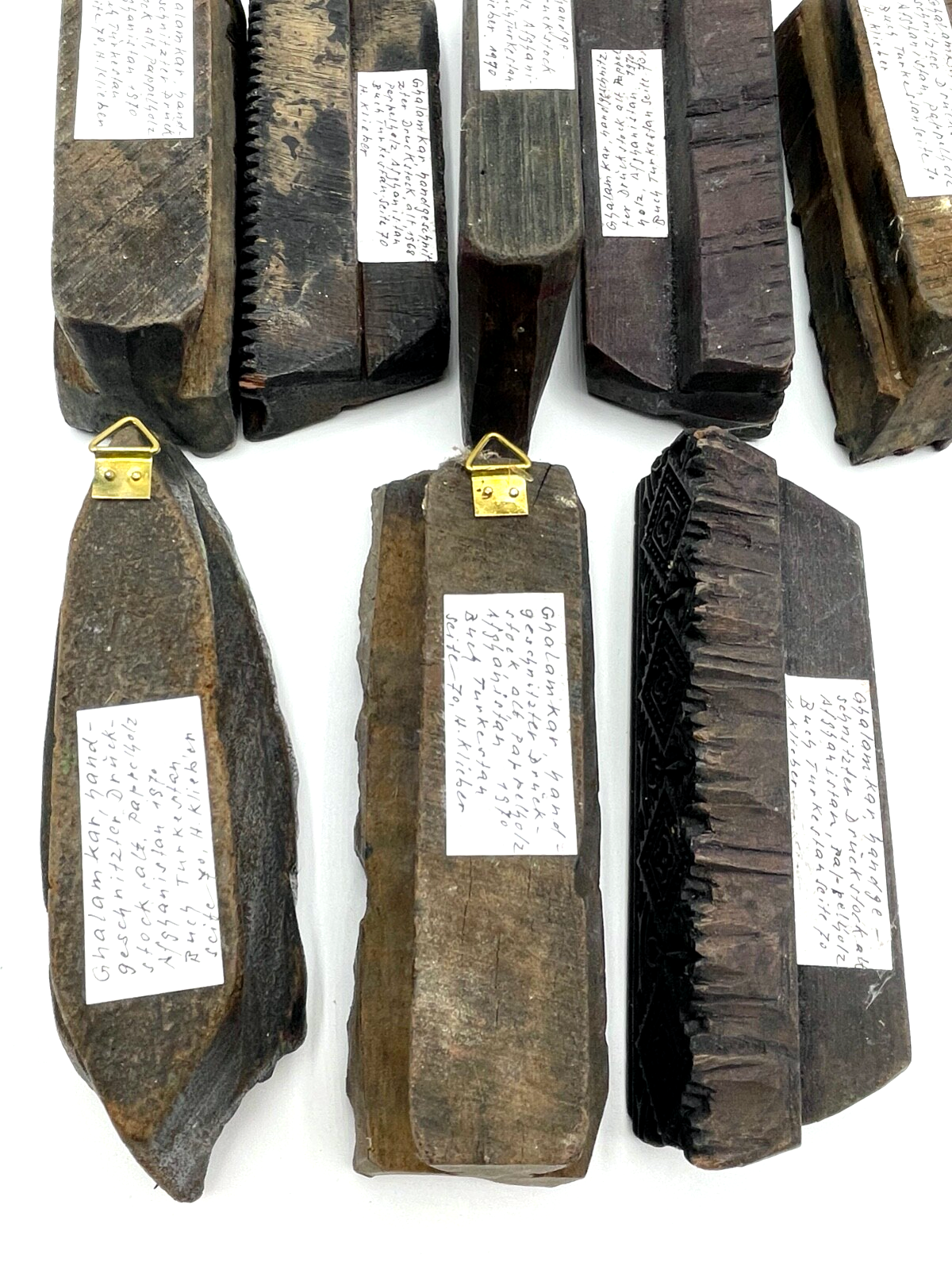 8x antik Druckstempel Druckstock Stoffstempel mit Provenienz aus Sammlung4