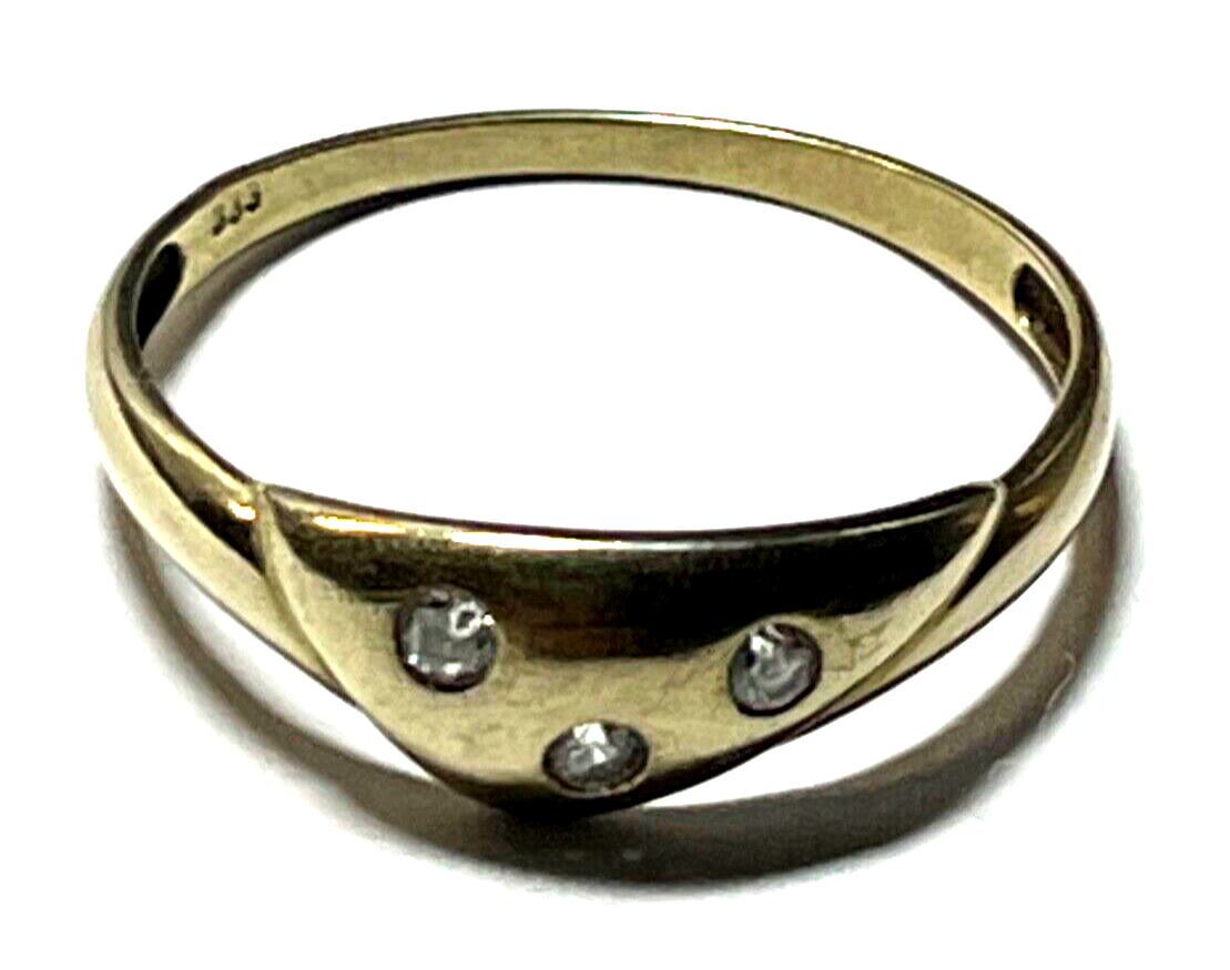 Modernes Design 333 Gold 8 K Ring 3x Weißtopas Ø 18 mm RG 57 Juwelier gepflegt1
