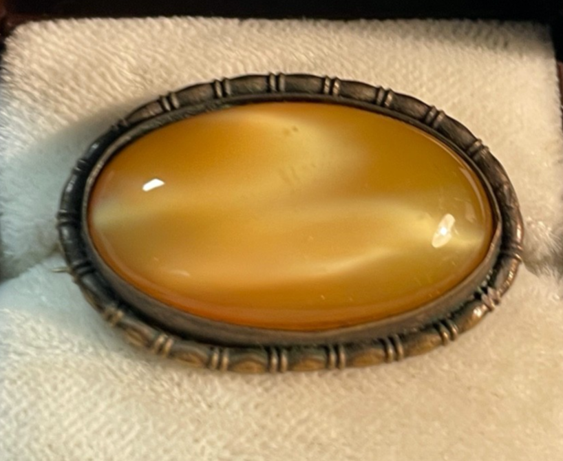 Antik Brosche  Anstecknadel Handarbeit oval 20er Jahre Modeschmuck L 32 B 20 mm1