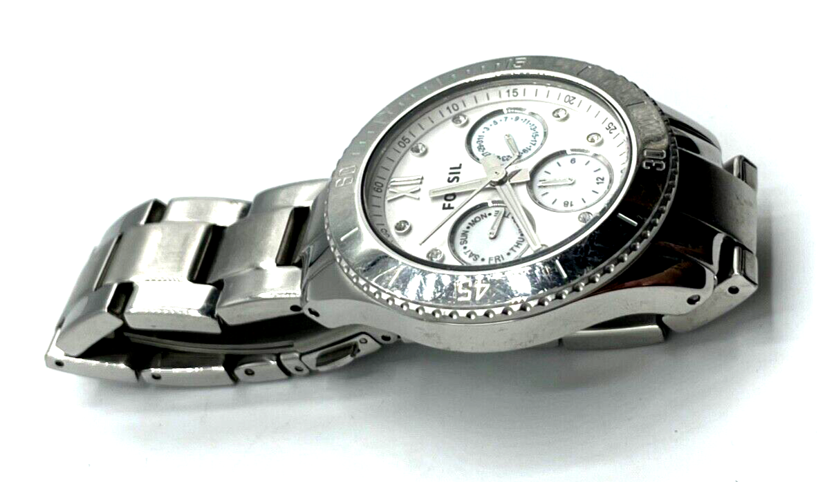 Fossil Edelstahl Armbanduhr unisex tragbar Ø 4 cm braucht neue Batterie gepfl.6
