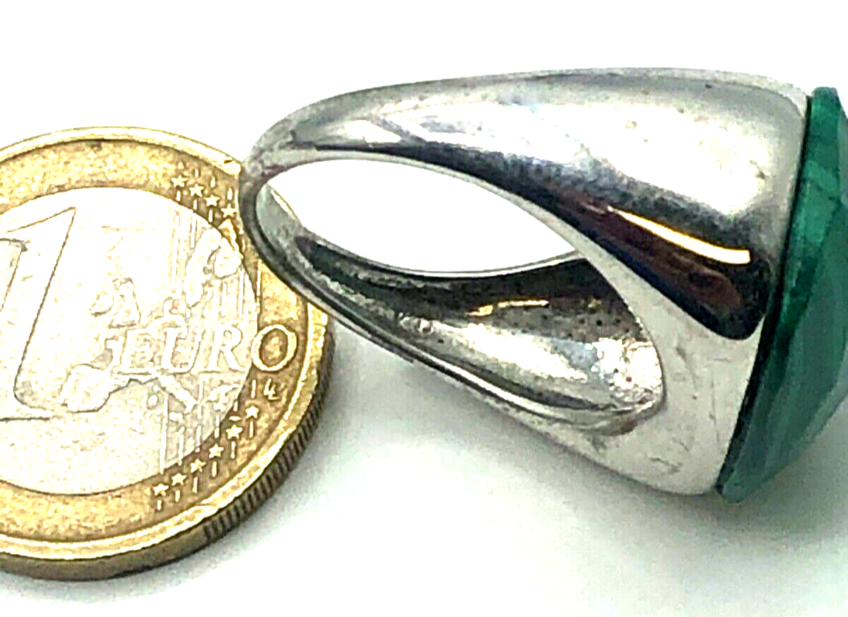 925 Silber Ring Malachit Facettschliff 19 mm RG 60 solider Klassiker Handarbeit4