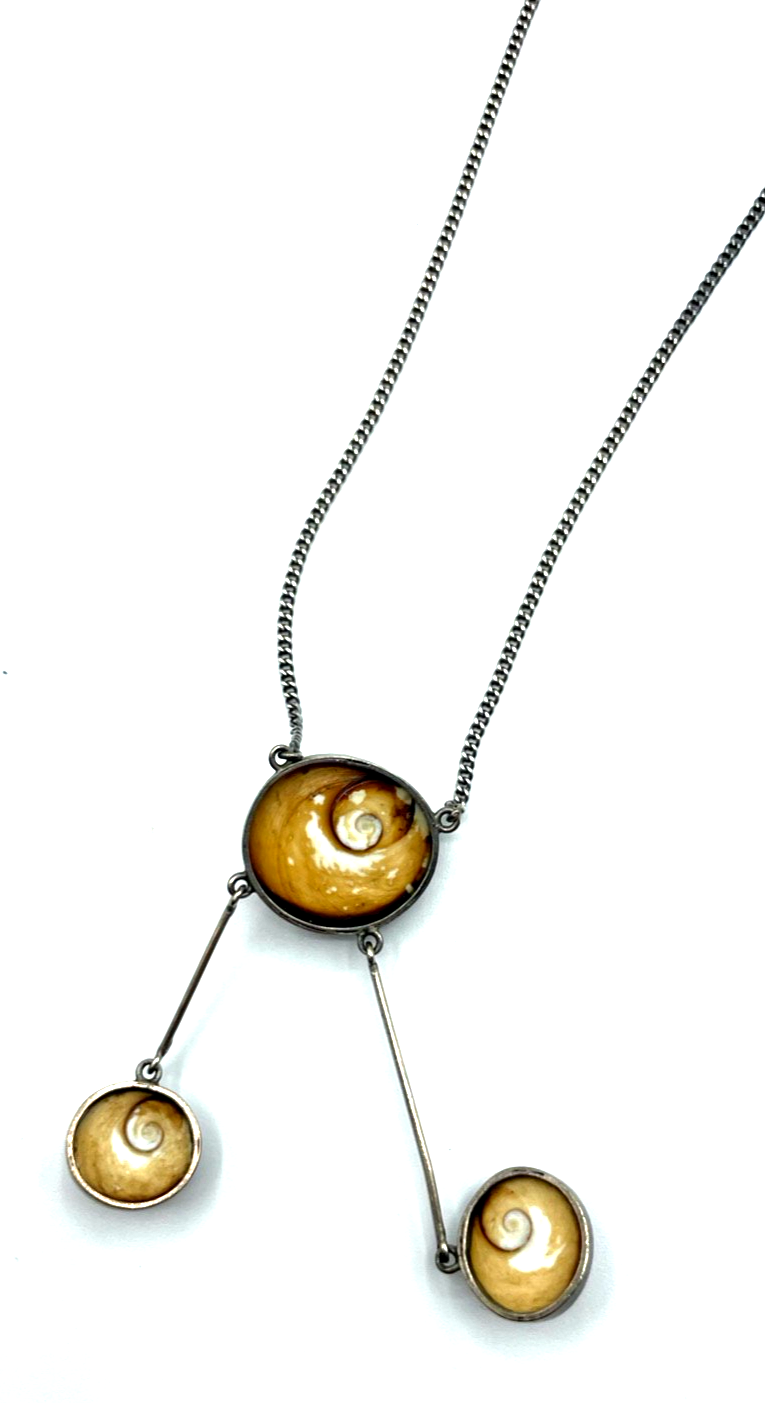 Vintage Rarität Operculum Augenachat Collier Halskette 835 Silber sehr gepflegt5