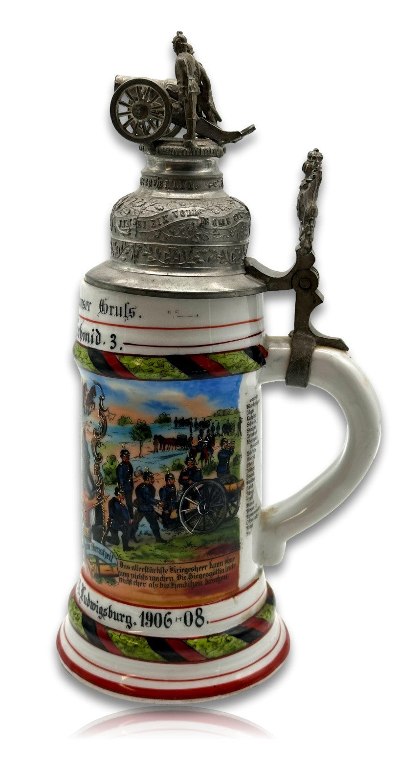 Reservistenkrug Württemberg FA-Regt. Nr. 65 Ludwigsburg 1906–08 – Kanonier3