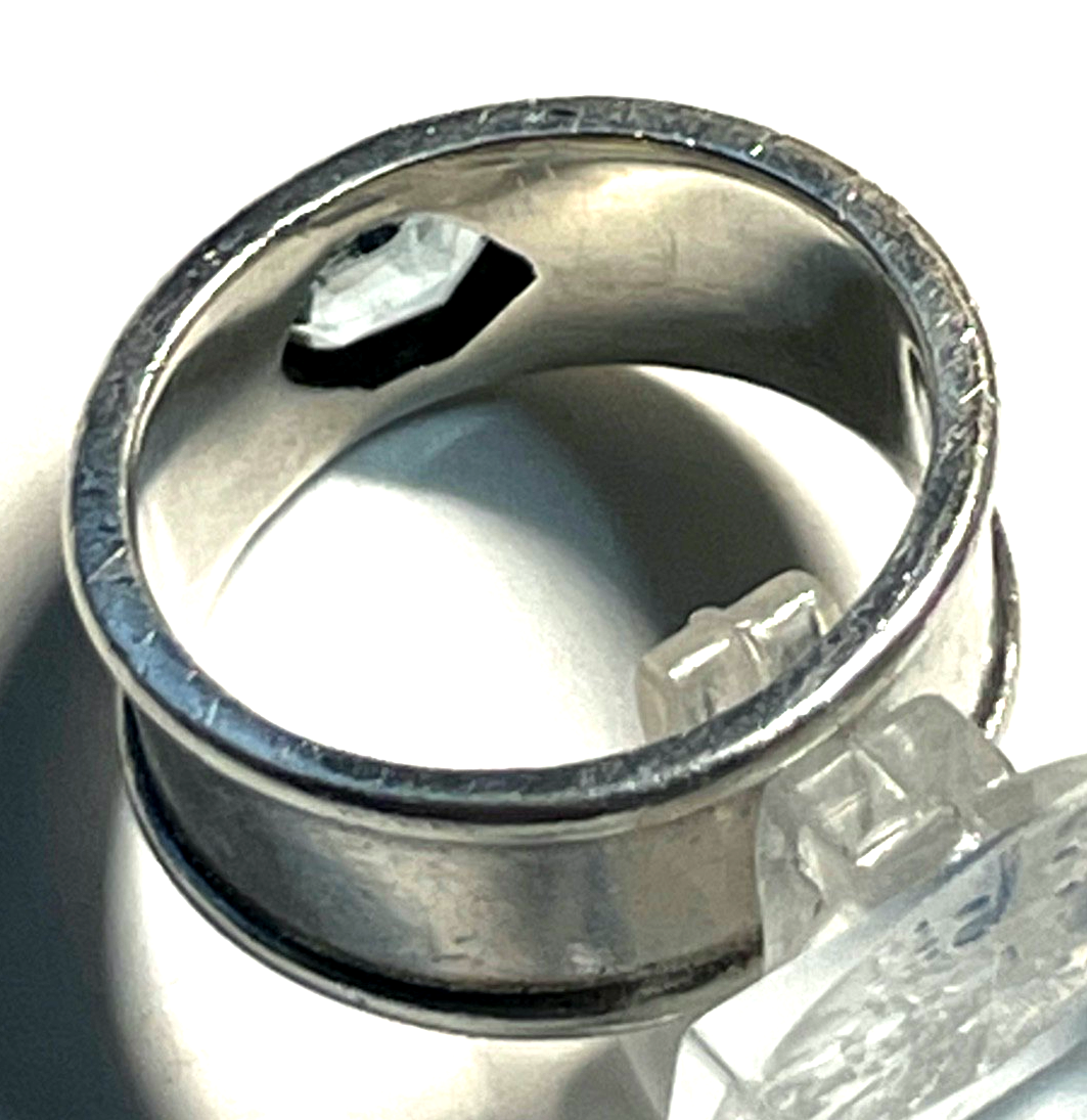 Solider 925 Silber Ring Designer Bandring mit Blautopas Handarbeit RG 55 Ø17,5mm3