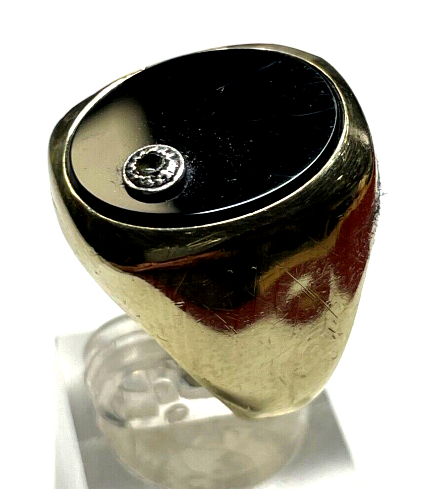 333 Gold 8 K Herrenring Ring Siegelring Onyx solide Juwelier Qualität Ø 18 mm2