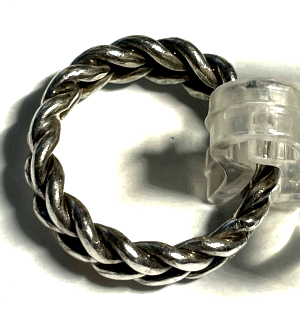Solider 925 Silber Bandring Kettenring unbeweglich Zopfmuster unisex RG 53 B 6mm4
